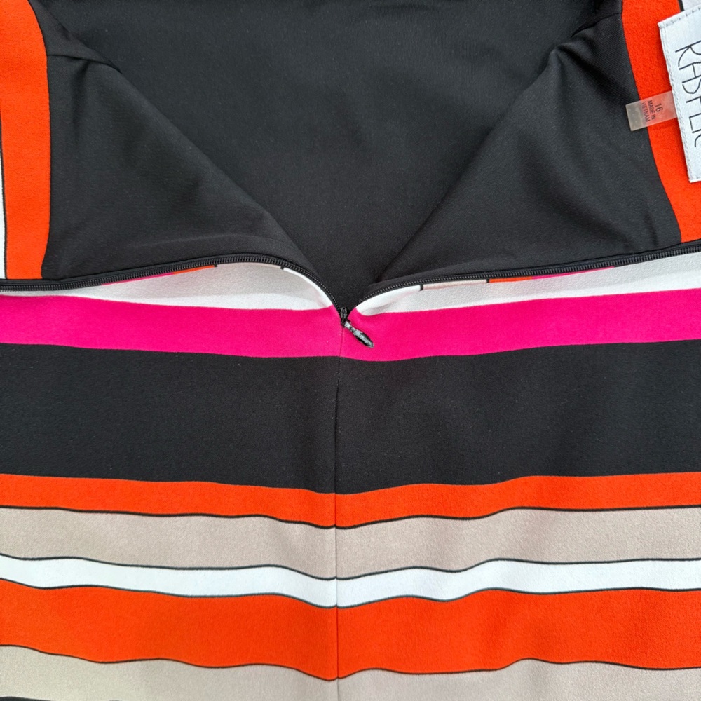 Kasper | Striped Multicolor Stretch Suit Skirt Size 16 - Picture 5 of 9